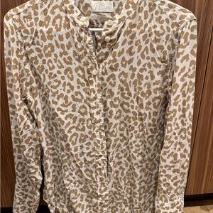 J.Crew Tan and White Animal Print Blouse